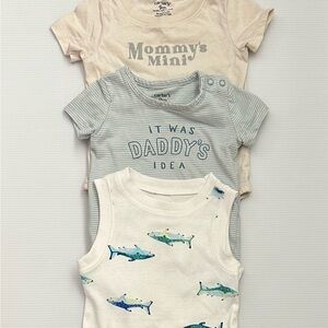 Carter's Baby Bodysuit Trio - Cream, Gray, Blue